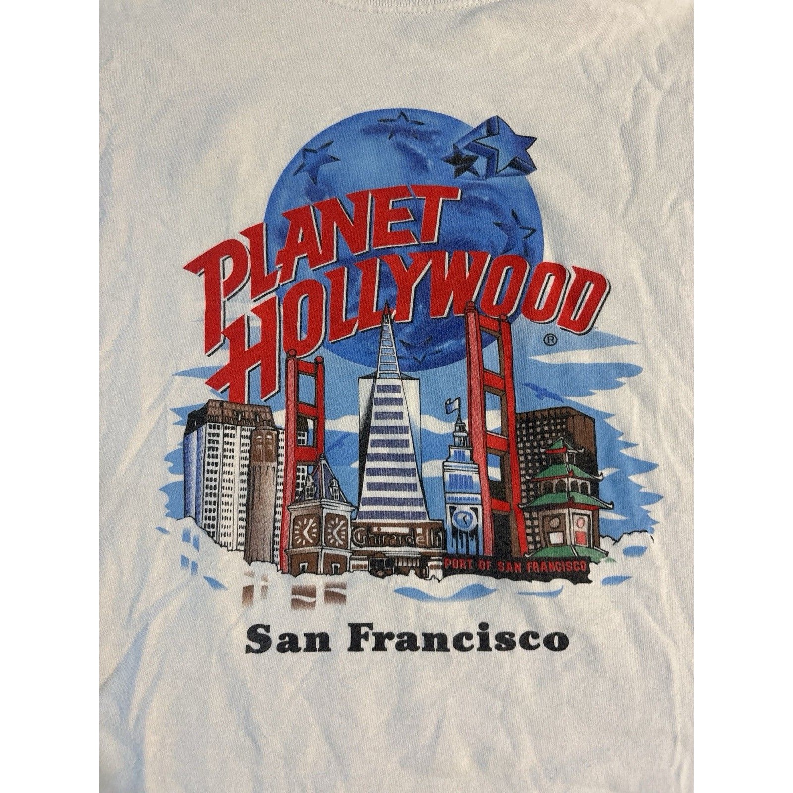 Vintage 1991 Planet Hollywood San Francisco T Shirt Size Large White